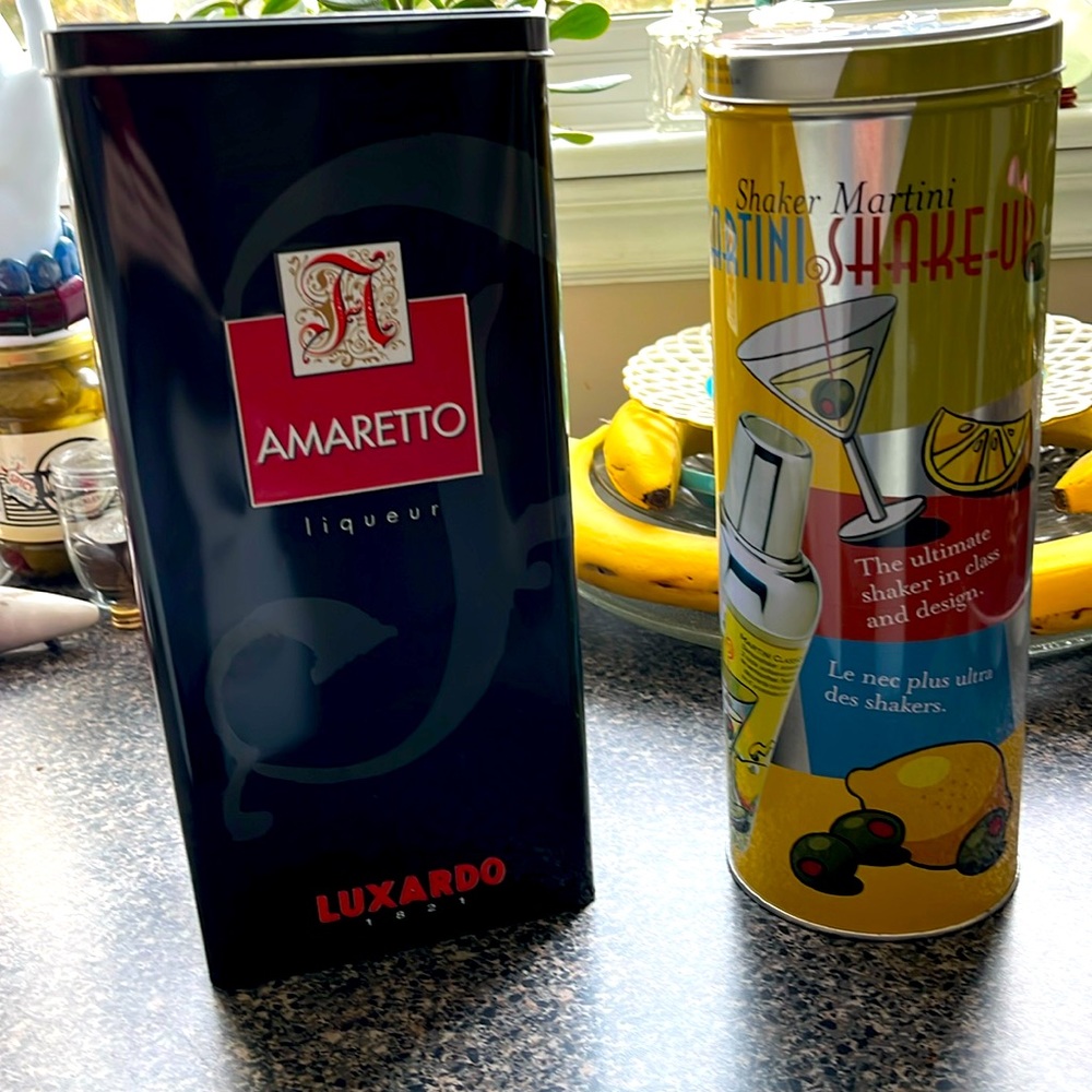 2 tins 11” tall amaretto martini